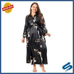 Plus Size Long Satin Robe with Pockets - Lounge & Bridal Sleepwear